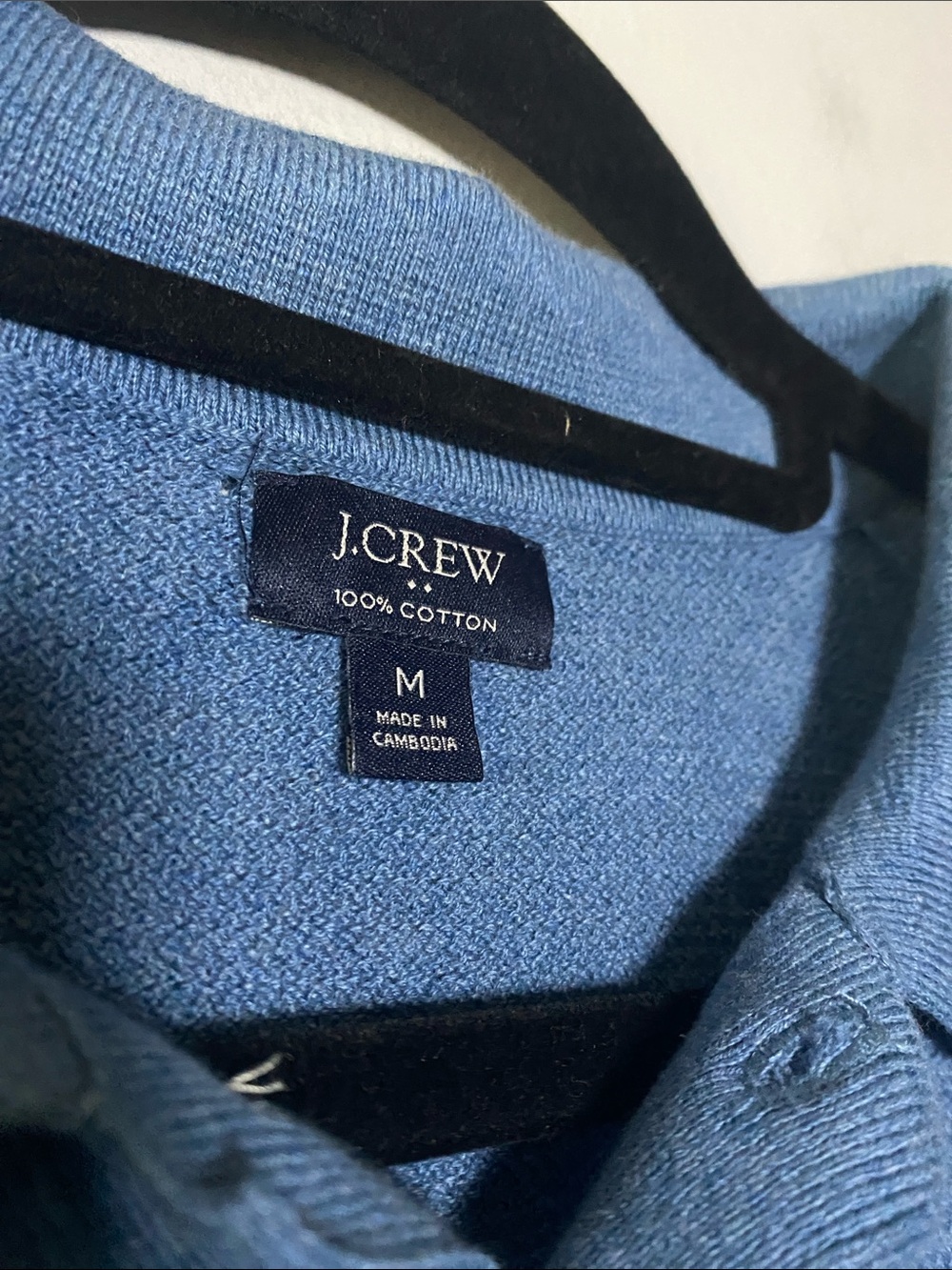 J Crew Basketweave Cotton Sweater Polo Men’s Medium Blue Short Sleeve Shirt - Picture 5 of 12